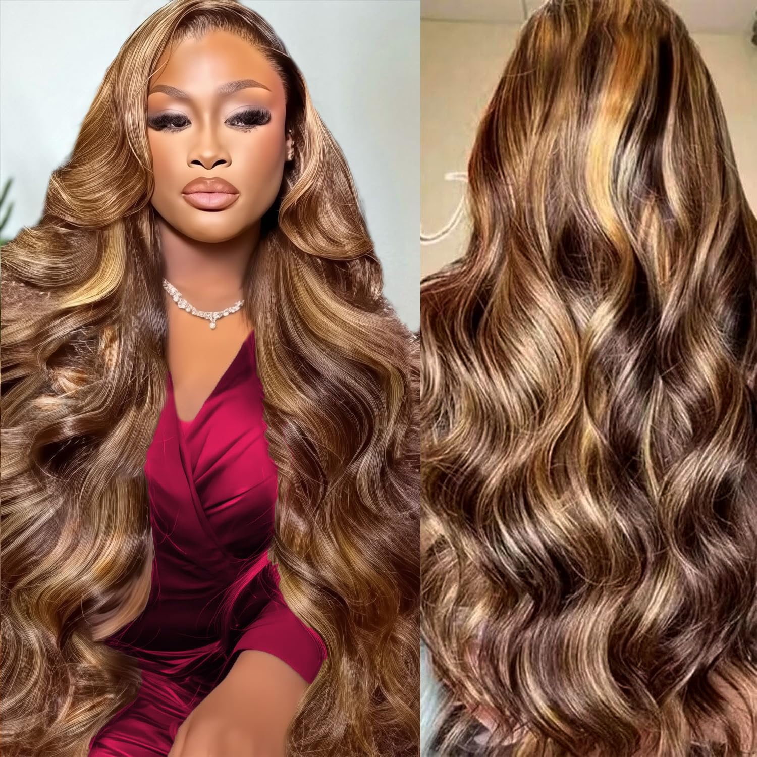 Human Hair Wigs - HD Highlight 46 дюймов, 13x4, парики