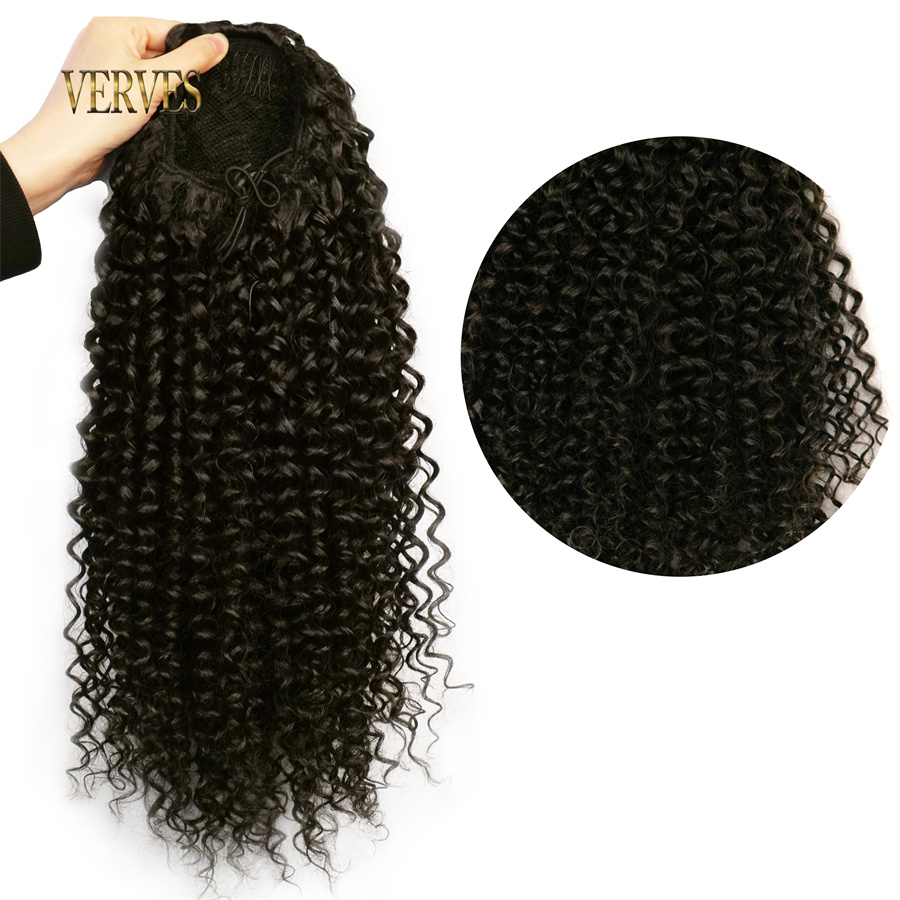 VERVES синтетические накладные – обзор и цена Drawstring Afro Curly Puff Ponytail