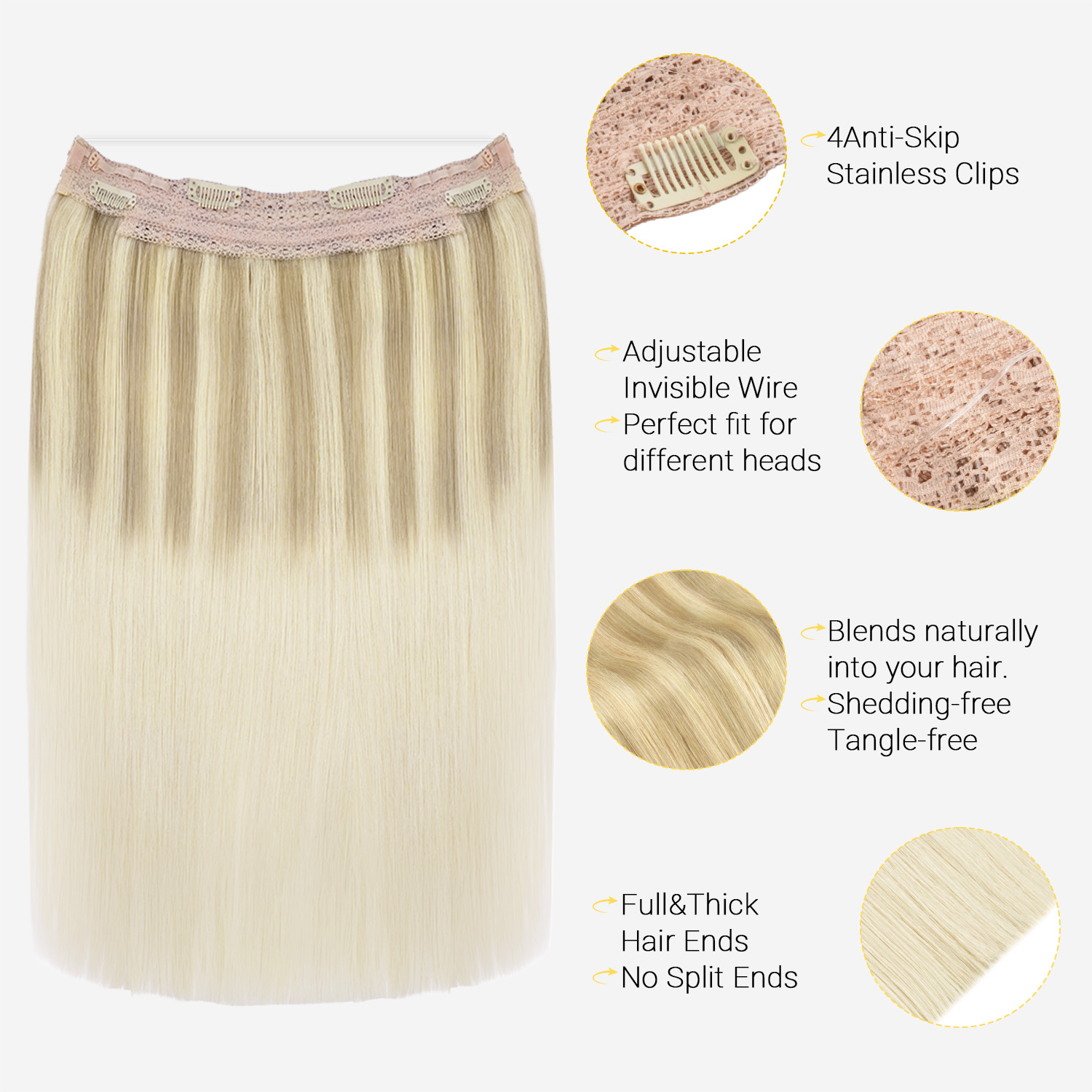 Накладные волосы Sunmofavo Wir – обзор и цена Seamless Clip In Hair Extensions Human Hair