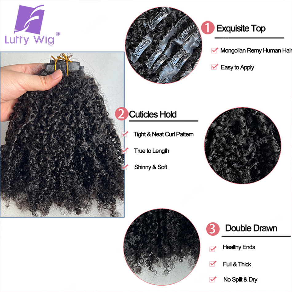 Монгольские афро-кудрявые вьющ – обзор и цена Seamless Clip In Hair Extensions Human Hair