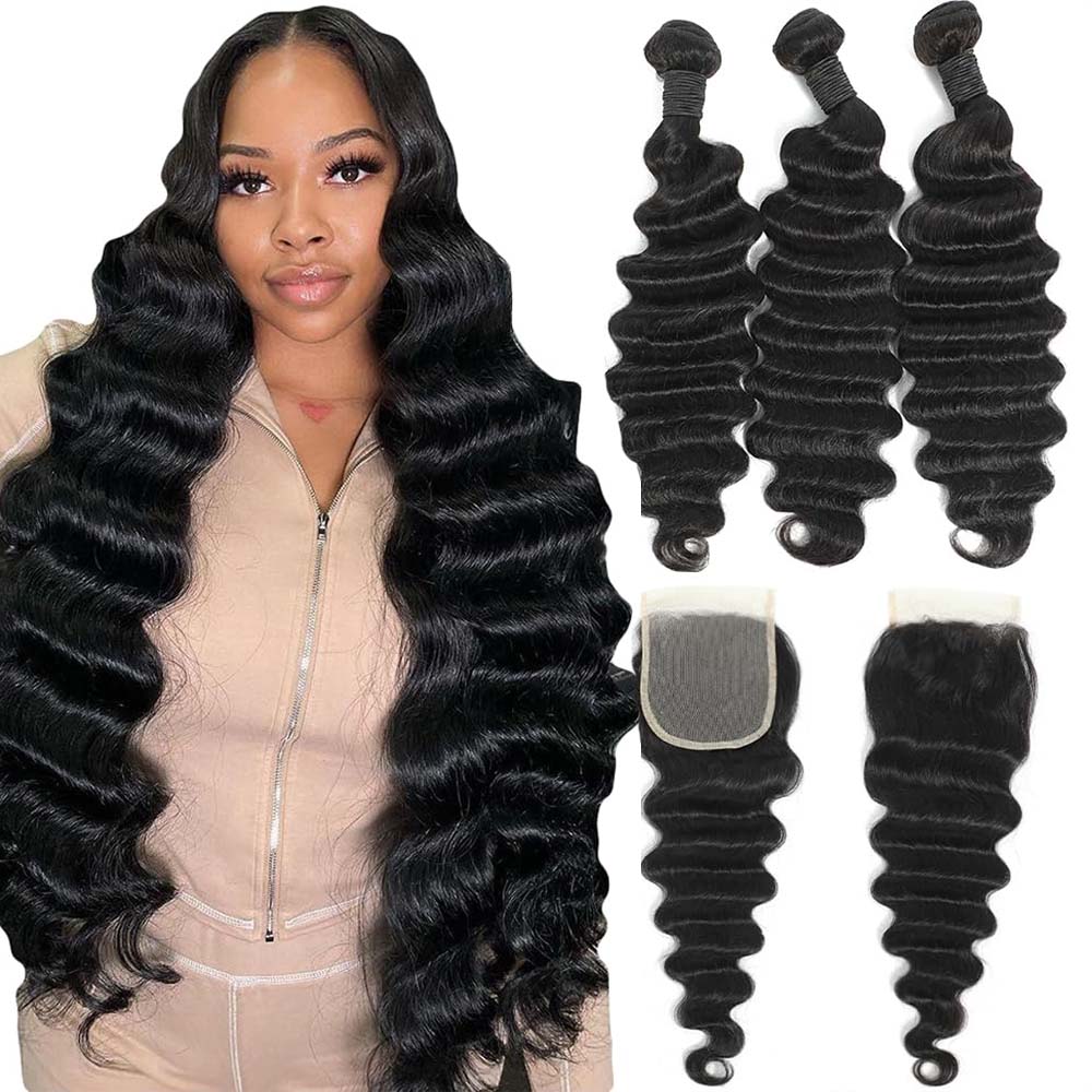 Натуральные пучки волос с глуб – обзор и цена Deep Wave 3 Bundles With Closure