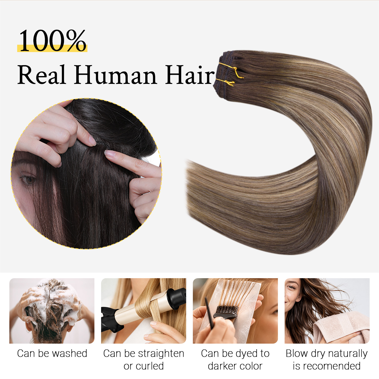Накладные волосы Sunmofavo из  – обзор и цена Seamless Clip In Hair Extensions Human Hair