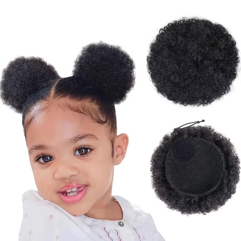 1 шт./упак. Детский пучок для  – обзор и цена Drawstring Afro Curly Puff Ponytail
